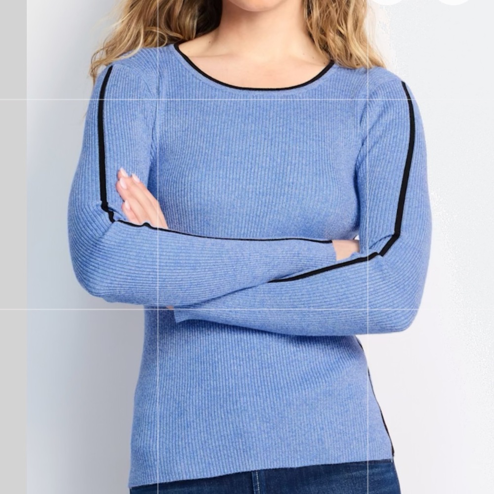 Faith & Zoe Contrast Ribbed Sweater